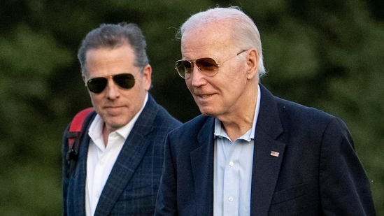 FILE - President Joe Biden, and his son Hunter Biden arrive at Fort McNair, Sunday, June 25, 2023, in Washington. (AP Photo/Andrew Harnik, File) (AP)