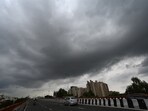 Black clouds hover over the city before rain, in Noida, India, on Saturday, September 09, 2023. (Photo by Sunil Ghosh / Hindustan Times) Black clouds hover over the city before rain, in Noida, India, on Saturday, September 09, 2023. (Photo by Sunil Ghosh / Hindustan Times)
