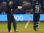 New Zealand's Devon Conway celebrates his 100 runs during the first One Day International cricket match between England and New Zealand at Sophia Gardens in Cardiff New Zealand's Devon Conway celebrates his 100 runs during the first One Day International cricket match between England and New Zealand at Sophia Gardens in Cardiff