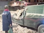 View of rubble from the earthquake in Marrakech, Morocco September 9 in this screen grab taken from a video.  