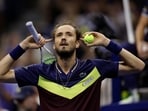 Russia's Daniil Medvedev reacts after winning the US Open tennis tournament men's singles semi-finals match against Spain's Carlos Alcaraz Russia's Daniil Medvedev reacts after winning the US Open tennis tournament men's singles semi-finals match against Spain's Carlos Alcaraz