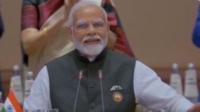 PM Modi announcing consensus on G20 New Delhi Leaders' Declaration