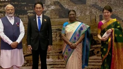 PM Modi, Japan PM Fumio Kishida, President Droupadi Murmu, Japan's First lady Yuko Kishida. PM Modi, Japan PM Fumio Kishida, President Droupadi Murmu, Japan's First lady Yuko Kishida.