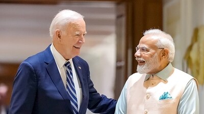 Prime Minister Narendra Modi meets the United States President Joe Biden on the sidelines of the G20 Summit, in New Delhi on Friday. (Joe Biden-X) Prime Minister Narendra Modi meets the United States President Joe Biden on the sidelines of the G20 Summit, in New Delhi on Friday. (Joe Biden-X)