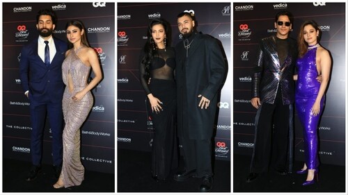 Mouni Roy with Suraj Nambiar, Shruti Haasan with Santanu Hazarika and Vijay Varma with Tamannaah Bhatia at GQ event. Mouni Roy with Suraj Nambiar, Shruti Haasan with Santanu Hazarika and Vijay Varma with Tamannaah Bhatia at GQ event.