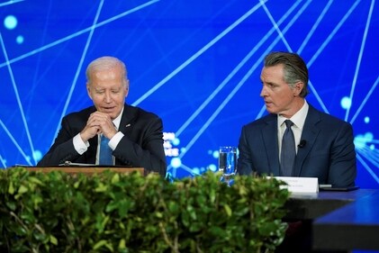 U.S. President Joe Biden and Governor of California Gavin Newsom attend the round table on Artificial Intelligence, in San Francisco, California, (REUTERS)