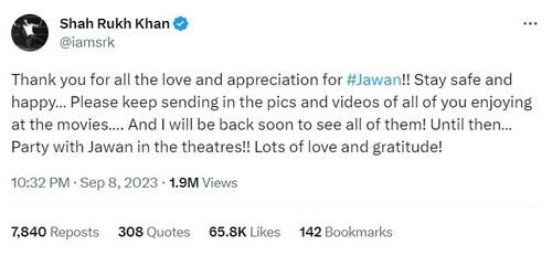 Shah Rukh Khan responds to moviegoers.