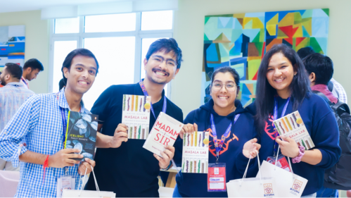 Students at the Human Library exult in their autographed copies Students at the Human Library exult in their autographed copies