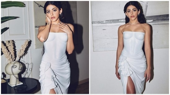 Alaya F confidently showcases her well-defined hourglass figure in a sculpted white outfit sourced from the designer J Phoenix London's collection.&nbsp;(Instagram/@alayaf)