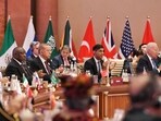 UK Prime Minister Rishi Sunak and other dignitaries attend the Opening Ceremony of the G20 Summit, at Bharat Mandapam, in New Delhi. UK Prime Minister Rishi Sunak and other dignitaries attend the Opening Ceremony of the G20 Summit, at Bharat Mandapam, in New Delhi.