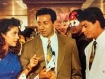 Sunny Deol, Juhi Chawla and Shah Rukh Khan in a still from Darr. Sunny Deol, Juhi Chawla and Shah Rukh Khan in a still from Darr.