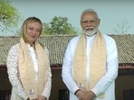 Prime Minister Narendra Modi with Italian counterpart Giorgia Meloni.