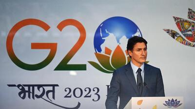 Canada's Prime Minister Justin Trudeau attends a press conference after the closing session of the G20 summit in New Delhi on September 10, 2023. (AFP)