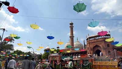 Decorations at Jama Masjid in Delhi. (Arvind Yadav/HT Photo)