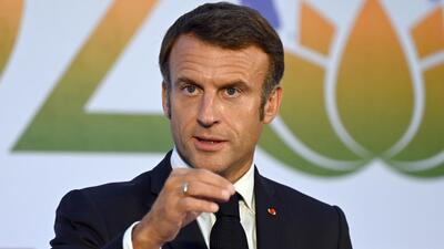 French President Emmanuel Macron addresses a press conference at the International Media Centre during the G20 Summit in New Delhi on September 10. (HHT Photo/Sanjeev Verma) French President Emmanuel Macron addresses a press conference at the International Media Centre during the G20 Summit in New Delhi on September 10. (HHT Photo/Sanjeev Verma)