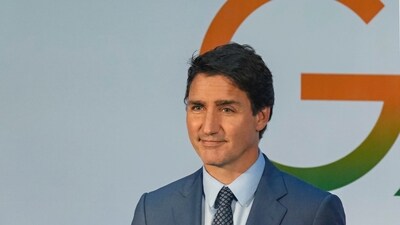 Canadian Prime Minister Justin Trudeau addresses a press conference on the sidelines of the G20 Summit at Bharat Mandapam, in New Delhi, Sunday, (PTI) Canadian Prime Minister Justin Trudeau addresses a press conference on the sidelines of the G20 Summit at Bharat Mandapam, in New Delhi, Sunday, (PTI)
