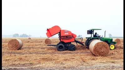 Punjab government will be providing 30 large balers, each having the capacity to make bundles of paddy straw over 100 acres a day. (SOURCED) Punjab government will be providing 30 large balers, each having the capacity to make bundles of paddy straw over 100 acres a day. (SOURCED)