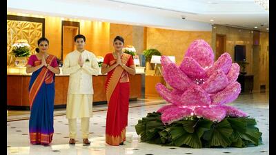 Shangri-La Eros New Delhi has installed a lotus-shaped centrepiece Shangri-La Eros New Delhi has installed a lotus-shaped centrepiece