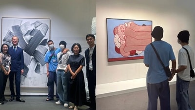 BTS' RM and Park Jimin at Frieze Seoul 2023 exhibition. BTS' RM and Park Jimin at Frieze Seoul 2023 exhibition.