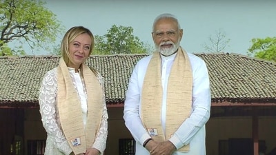 Prime Minister Narendra Modi with Italian counterpart Giorgia Meloni.