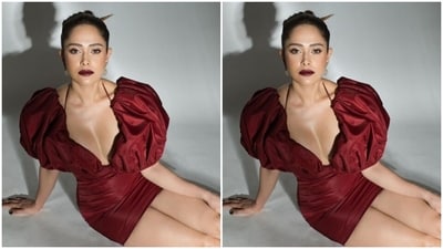 Nushrratt played muse to fashion designer LaQuan Smith as she picked a stunning red dress from the shelves of the designer. (Instagram/@nushrrattbharuccha) Nushrratt played muse to fashion designer LaQuan Smith as she picked a stunning red dress from the shelves of the designer. (Instagram/@nushrrattbharuccha)
