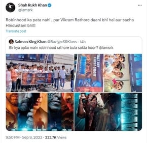 Shah Rukh Khan replied to a fan on X.