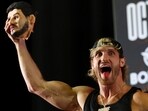 Boxing - X Series Press Conference - OVO Arena Wembley, London, Britain - August 22, 2023 Logan Paul reacts with a rubber head of Dillon Danis during the press conference Action Images via Reuters/Andrew Boyers