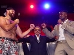 Boxing - Tyson Fury & Francis Ngannou Press Conference - HERE at Outernet, London, Britain - September 7, 2023 Tyson Fury and Francis Ngannou face off during the press conference Action Images via Reuters/Andrew Boyers     TPX IMAGES OF THE DAY