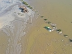 An aerial view of floods in Libya.