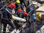 Moroccan and Spanish rescuers search the rubble for survivors in Talat N'Yacoub village of al-Haouz province in earthquake-hit Morocco on September 11, 2023. Moroccan and Spanish rescuers search the rubble for survivors in Talat N'Yacoub village of al-Haouz province in earthquake-hit Morocco on September 11, 2023.