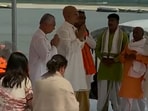Mauritius Prime Minister Pravind Kumar Jugnauth offering prayers at Dashashwamedh Ghat in Varanasi on Monday. Mauritius Prime Minister Pravind Kumar Jugnauth offering prayers at Dashashwamedh Ghat in Varanasi on Monday.