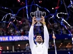 Novak Djokovic, of Serbia, holds up the championship trophy after defeating Daniil Medvedev, of Russia, in the men's singles final of the U.S. Open tennis championships, Sunday, Sept. 10, 2023 Novak Djokovic, of Serbia, holds up the championship trophy after defeating Daniil Medvedev, of Russia, in the men's singles final of the U.S. Open tennis championships, Sunday, Sept. 10, 2023