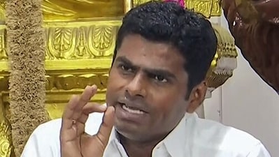Tamil Nadu BJP chief Annamalai held a protest in Chennai on Monday over the Sanatan row. (ANI) Tamil Nadu BJP chief Annamalai held a protest in Chennai on Monday over the Sanatan row. (ANI)