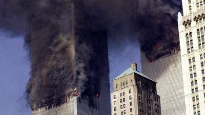 Smoke billows from the twin towers of the World Trade Center in lower Manhattan, New York on September 11, 2001. (AFP) Smoke billows from the twin towers of the World Trade Center in lower Manhattan, New York on September 11, 2001. (AFP)