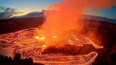 Hawaii Kilauea Volcano: An eruption takes place on the summit of the Kilauea volcano in Hawaii. (AP) Hawaii Kilauea Volcano: An eruption takes place on the summit of the Kilauea volcano in Hawaii. (AP)