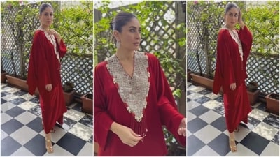 Kareena Kapoor Khan attended an event in Mumbai dressed in a sizzling red Indo-Western ensemble. If looks could kill, Kareena's jaw-dropping sartorial choice would be proof. Scroll through to check out her pictures in the steal-worthy outfit. (Instagram) Kareena Kapoor Khan attended an event in Mumbai dressed in a sizzling red Indo-Western ensemble. If looks could kill, Kareena's jaw-dropping sartorial choice would be proof. Scroll through to check out her pictures in the steal-worthy outfit. (Instagram)