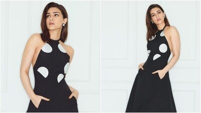 Kriti Sanon embraces retro trend in a polka dot midi dress for a new photoshoot. (Instagram) Kriti Sanon embraces retro trend in a polka dot midi dress for a new photoshoot. (Instagram)