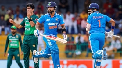Virat Kohli and KL Rahul run between the wickets during the Asia Cup match between India and Pakistan (PTI) Virat Kohli and KL Rahul run between the wickets during the Asia Cup match between India and Pakistan (PTI)