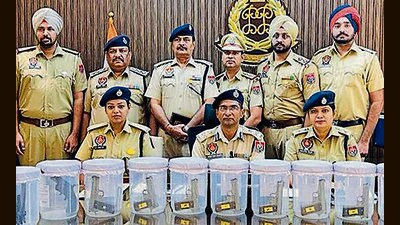 Police recovered 15 illegal weapons from the accused. (HT Photo) Police recovered 15 illegal weapons from the accused. (HT Photo)