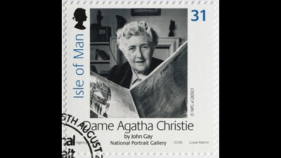 Portrait of Agatha Christie on a British postage stamp (spatuletail/Shutterstock) Portrait of Agatha Christie on a British postage stamp (spatuletail/Shutterstock)