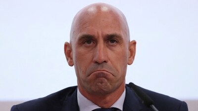 Spanish football Federation president Luis Rubiales during the press conference (REUTERS)