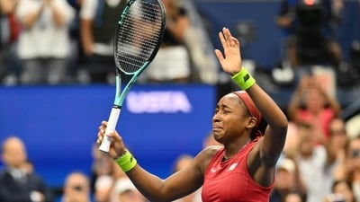 Coco Gauff celebrates defeating Aryna Sabalenka in the US Open women's singles final match. (AFP) Coco Gauff celebrates defeating Aryna Sabalenka in the US Open women's singles final match. (AFP)