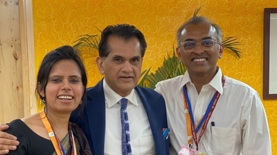 India’s G20 Sherpa Amitabh Kant with joint secretaries Eenam Gambhir and Nagaraj Naidu Kakanur, India’s G20 Sherpa Amitabh Kant with joint secretaries Eenam Gambhir and Nagaraj Naidu Kakanur,