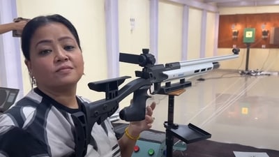 Bharti Singh resumes rifle shooting practice.
