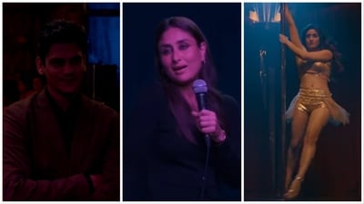 Vijay Varma, Kareena Kapoor and Uditi Singh in stills from Jaane Jaan title song. Vijay Varma, Kareena Kapoor and Uditi Singh in stills from Jaane Jaan title song.