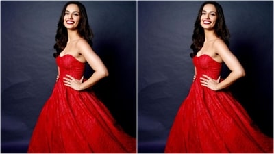 Manushi's red sleeveless gown is from the shelves of the clothing brand Maison-Alaia and features a sweetheart neckline, a fitted bodice and a flared maxi-length hemline. (Instagram/@manushi_chhillar) Manushi's red sleeveless gown is from the shelves of the clothing brand Maison-Alaia and features a sweetheart neckline, a fitted bodice and a flared maxi-length hemline. (Instagram/@manushi_chhillar)