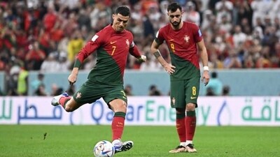 Portugal teammates Bruno Fernandes and Cristiano Ronaldo. (getty images) Portugal teammates Bruno Fernandes and Cristiano Ronaldo. (getty images)
