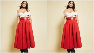 In minimal silver hoop earrings and a bronze ring, Sonam posed for the photoshoot and gave us fashion goals to refer to for the weekend. (Instagram/@sonamkapoor) In minimal silver hoop earrings and a bronze ring, Sonam posed for the photoshoot and gave us fashion goals to refer to for the weekend. (Instagram/@sonamkapoor)