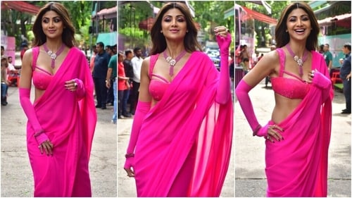 Shilpa Shetty served drama and sass in the ensemble. (HT Photo/Varinder Chawla) Shilpa Shetty served drama and sass in the ensemble. (HT Photo/Varinder Chawla)