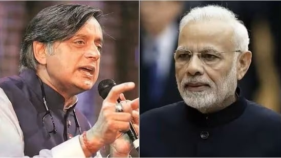Congress MP Shashi Tharoor and Prime Minister Narendra Modi.